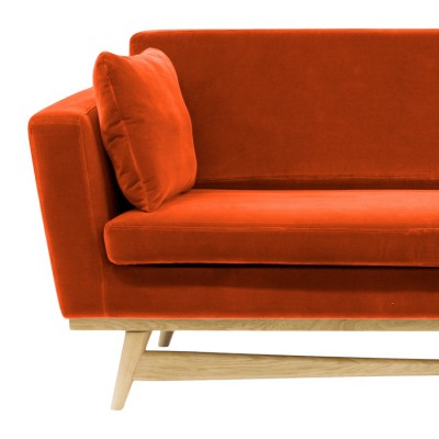 Large Vintage Sofa Orange Velvet